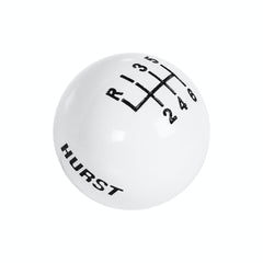 Hurst 1630185 SHFTR KNOB-WHITE 6 SPD (3/8-16) LOGO