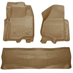 Husky Liners 98713 Weatherbeater Series Front and 2nd Seat Floor Liners (Footwell Coverage) Tan