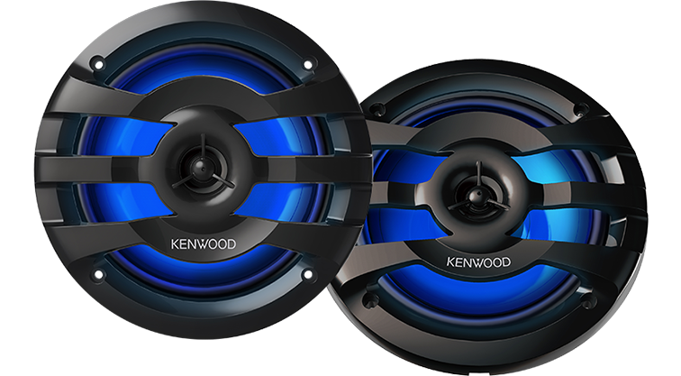 Kenwood KFC-1673MRBL 260 Watts Max 4 Ohms 6.5 Inch 2-Way RGB Lightning Marine Power Sports LED Speakers- Black