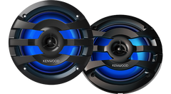 Kenwood KFC-1673MRBL 260 Watts Max 4 Ohms 6.5 Inch 2-Way RGB Lightning Marine Power Sports LED Speakers- Black