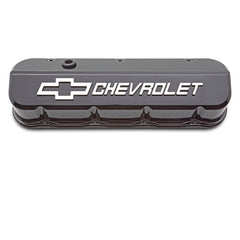 PROFORM 141-868 Engine Valve Covers; Tall Die-Cast BB Chevy; Liquid Black w/ Raised Chevy Logo