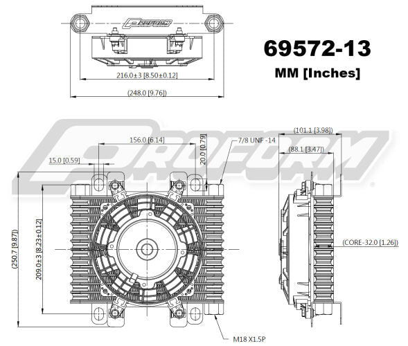 Proform Tundra Series Remote Mount Oil and Transmission Cooler 13 Row Model 69572-13