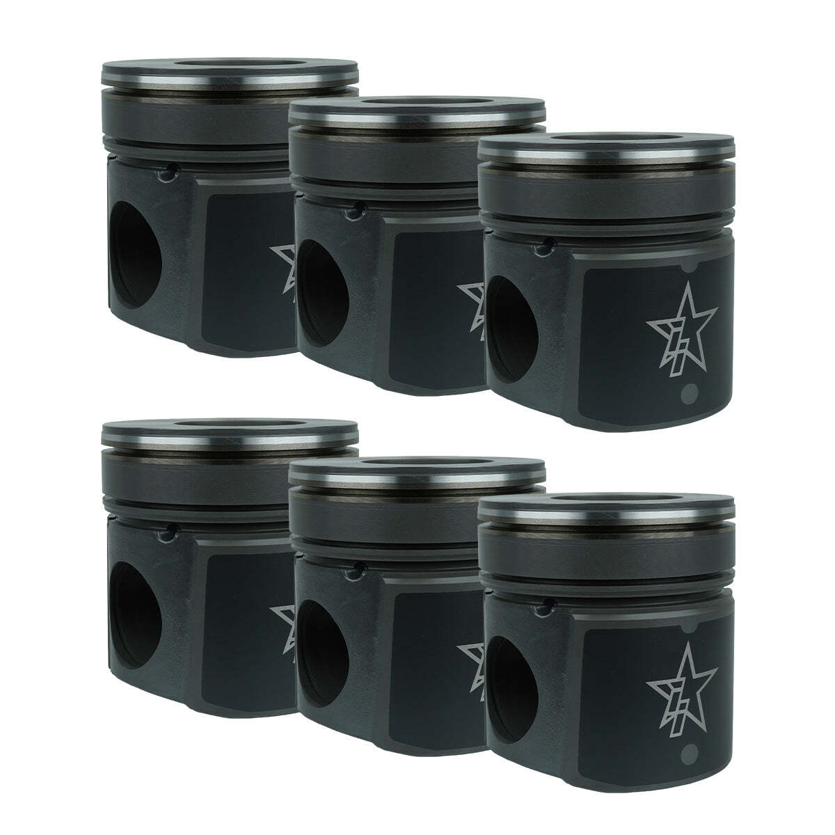 Industrial Injection 1989-98 5.9L Cummins 12V Standard Bore Coated Chamfered Big Bowl X-Series Pistons 248112