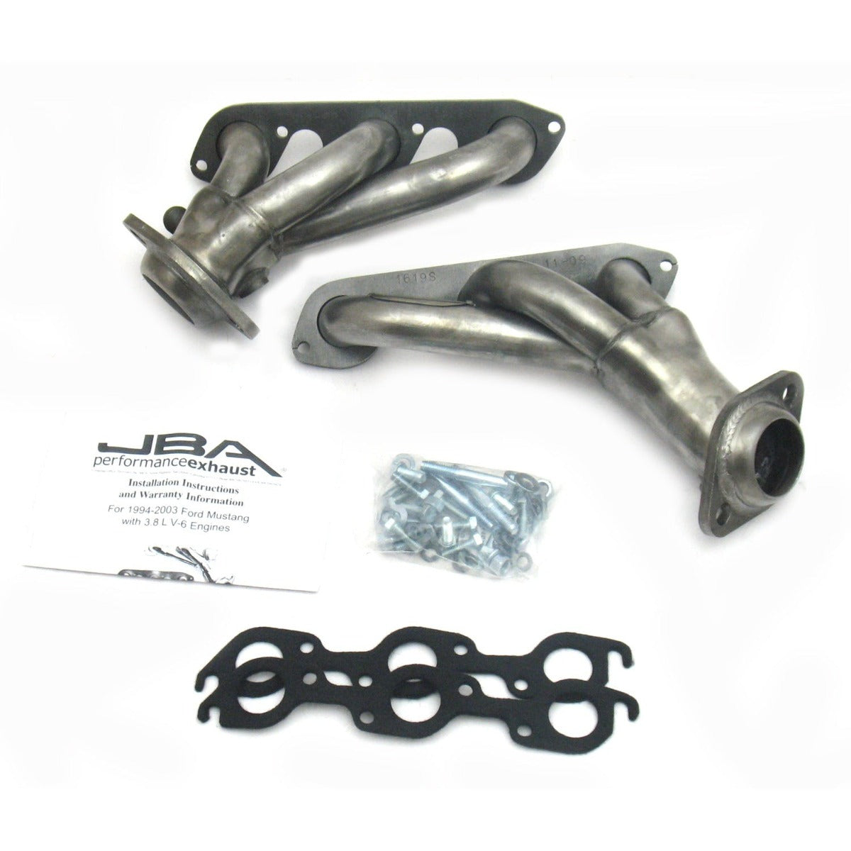 JBA Performance Exhaust 1619S 1619S 1 1/2 inch Shorty Stainless Steel 94-98 Mustang 3.8L w
