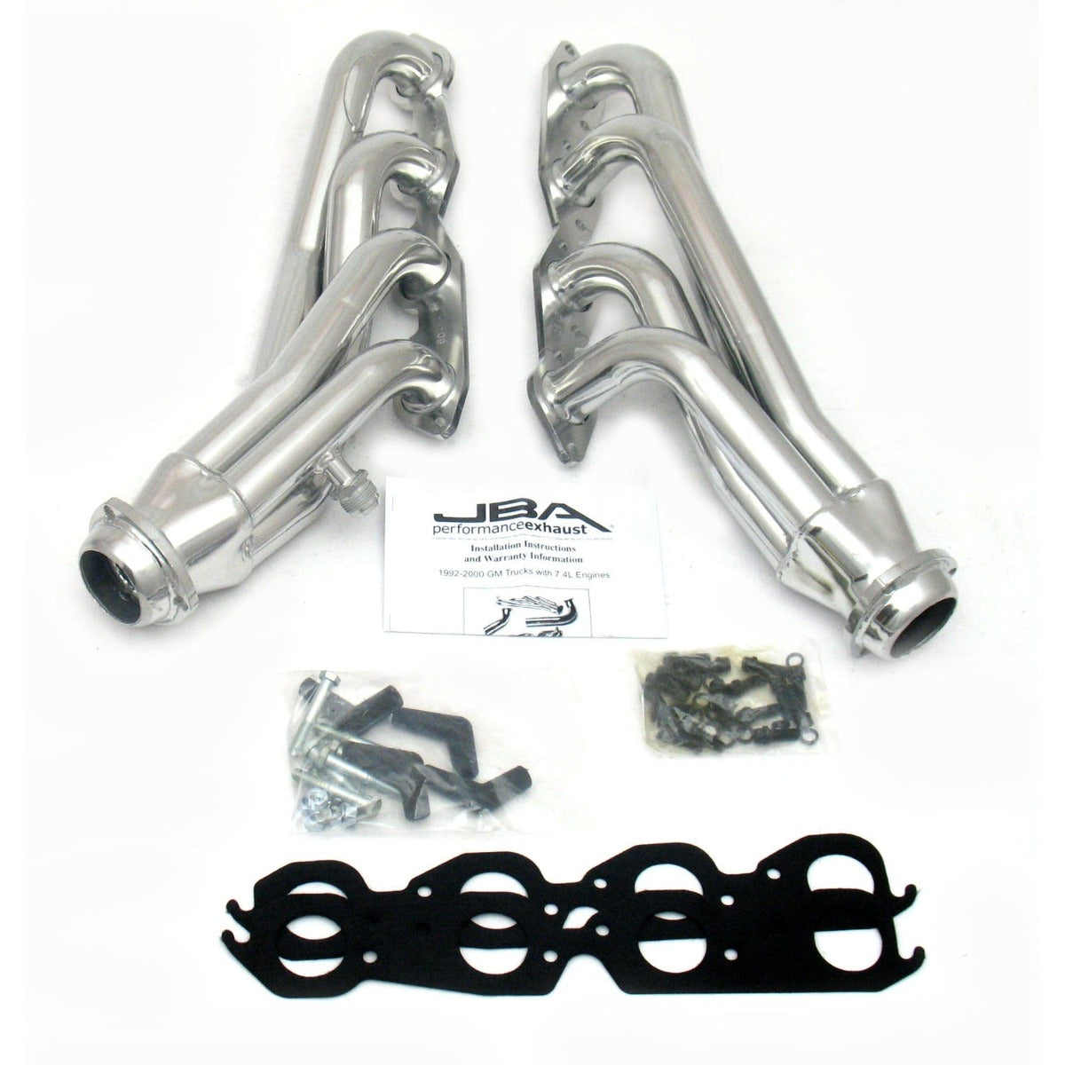 JBA Performance Exhaust 1822SJS 1822SJS 1 1/2 inch Shorty Stainless Steel 96-00 GM Truck 7.4