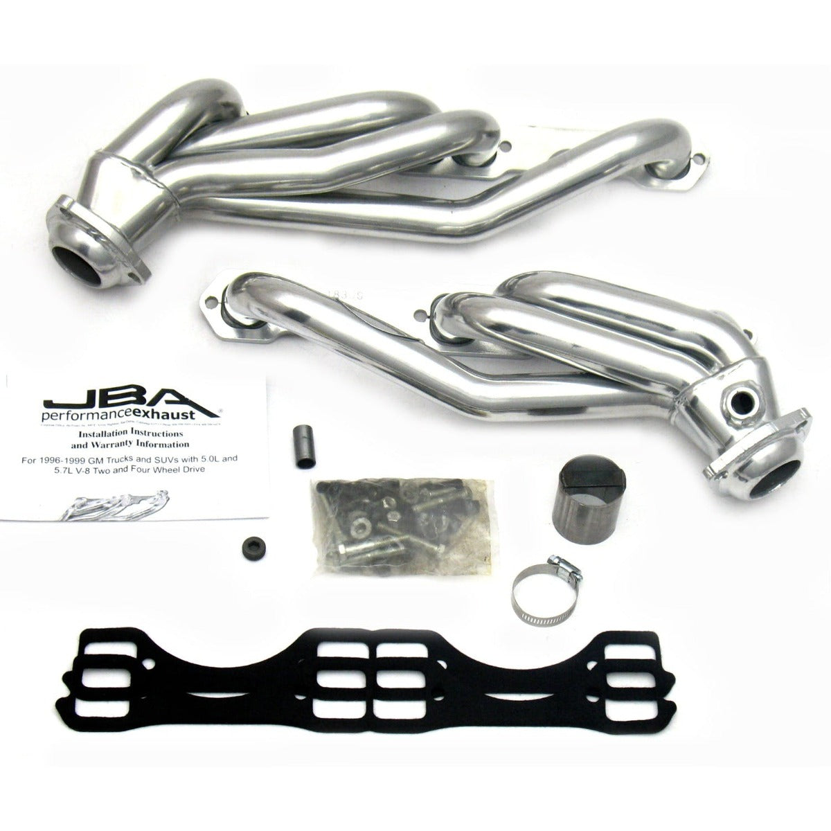 JBA Performance Exhaust 1832SJS 1832SJS 1 1/2 inch Shorty Stainless Steel 96-99 GM Truck 5.0
