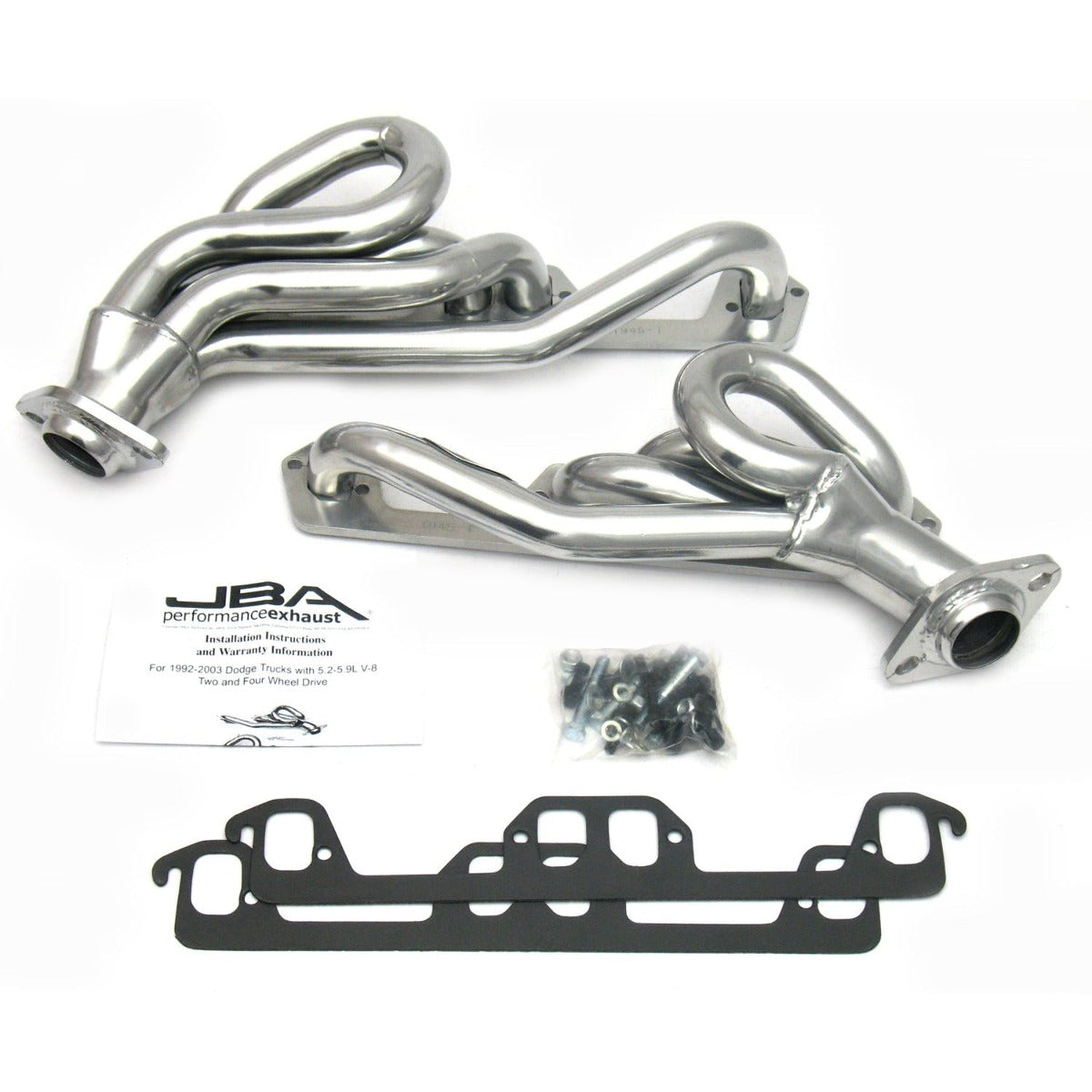 JBA Performance Exhaust 1945S-1JS 1945S-1JS 1 1/2 inch Shorty Stainless Steel 96-02 Ram/Dakota