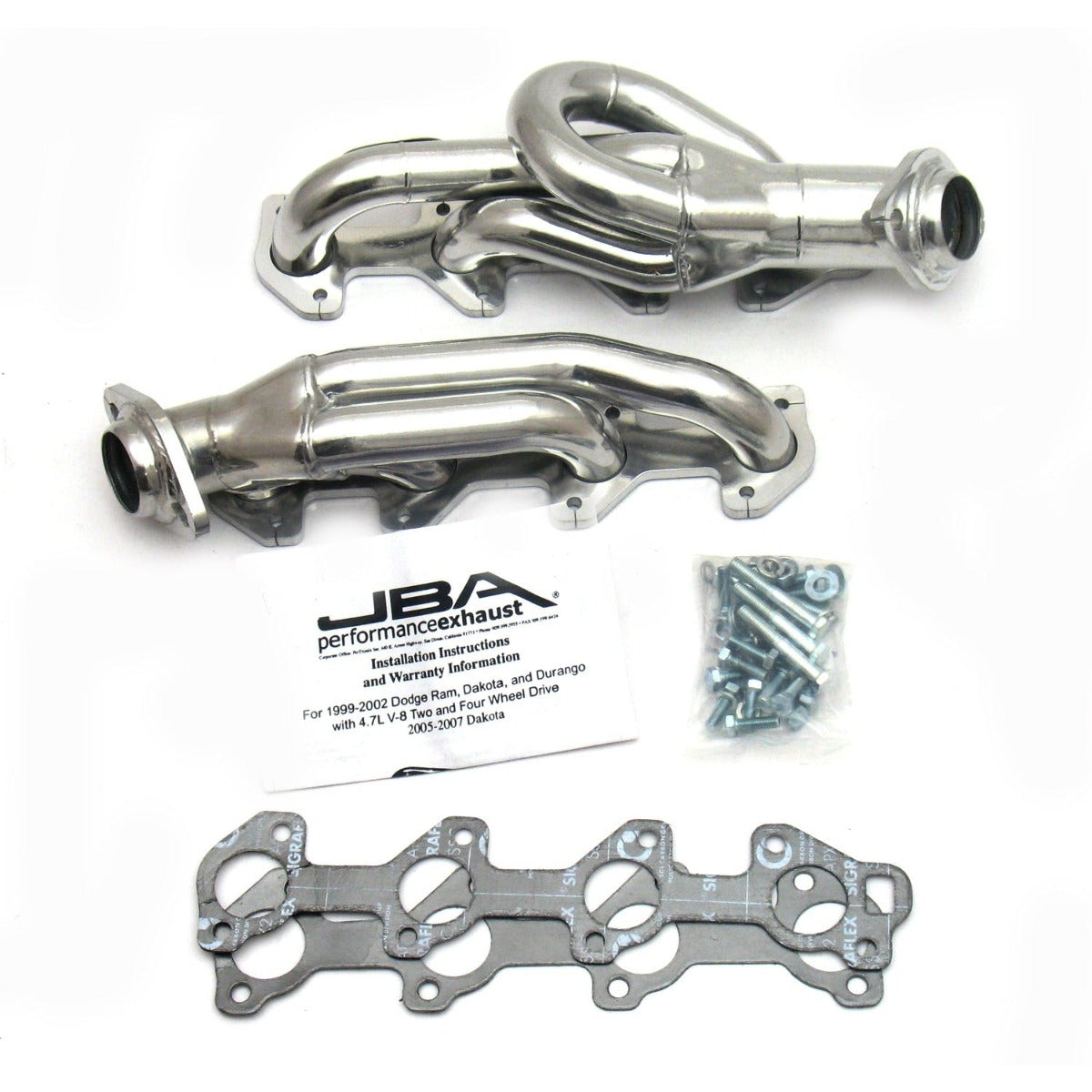 JBA Performance Exhaust 1949S-1JS 1949S-1JS 1 1/2 inch Shorty Stainless Steel 02-07 Dodge Ram