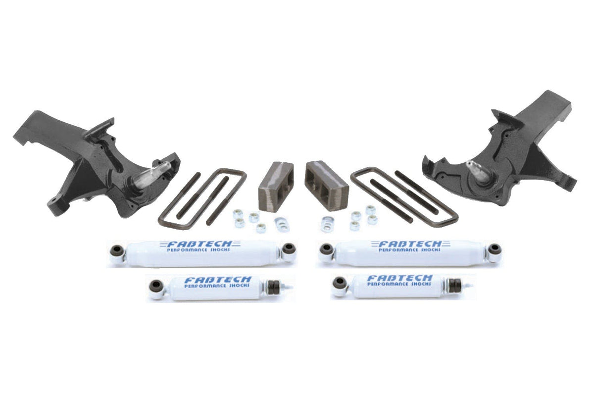 Fabtech K1035 4in. SPINDLE SYS W/PERF SHKS 88-98 GM C1500 XTRA CAB/92-98 STD CAB/C2500 6 LUG 2