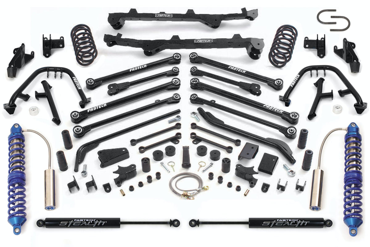 Fabtech K4017M 6in. LONGARM W/BLUE FRT 2.5 C/O/RR CS/STEALTH RR 97-02 JEEP TJ ALL MODELS 4WD