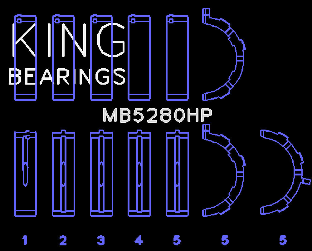 King Engine Bearings Inc MB5280HP0.25 MAIN BEARING SET For FORD V8, 4.6L/5.4L SOHC