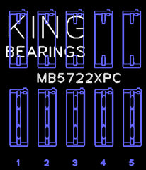 King Engine Bearings Inc MB5722XPC MAIN BEARING SET For MITSUBISHI 4B11T EVO X, 2007->