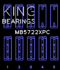 King Engine Bearings Inc MB5722XPC STDX MAIN BEARING SET For MITSUBISHI 4B11T EVO X, 2007->