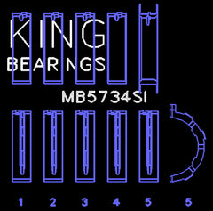King Engine Bearings Inc MB5734SI MAIN BEARING SET For FORD 302 CID COYOTE