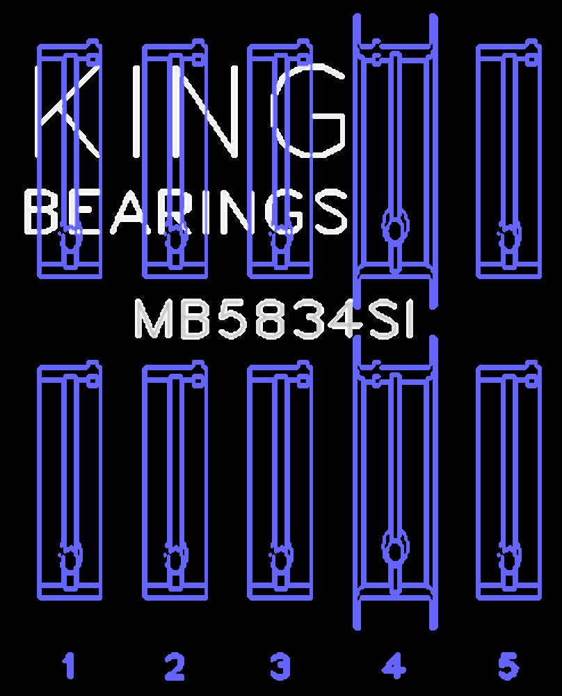 King Engine Bearings Inc MB5834SI1.0 MAIN BEARING SET For CHEVROLET 121ci, LN2 134ci +.002 OS/OD version of MB5557SI