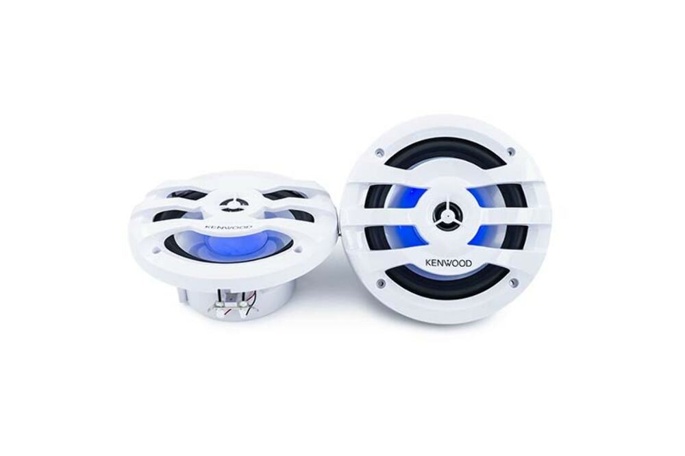 Kenwood KFC-1673MRWL 260 Watts Max 4 Ohms 6.5 Inch 2-Way RGB Lightning Marine Power Sports LED Speakers- White