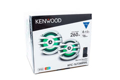 Kenwood KFC-1673MRWL 260 Watts Max 4 Ohms 6.5 Inch 2-Way RGB Lightning Marine Power Sports LED Speakers- White