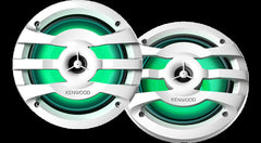 Kenwood KFC-1673MRWL 260 Watts Max 4 Ohms 6.5 Inch 2-Way RGB Lightning Marine Power Sports LED Speakers- White