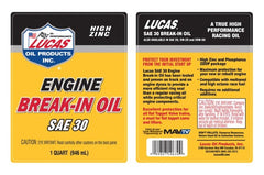 Lucas OIL SAE 30 Break-in Oil 5qts. 20631