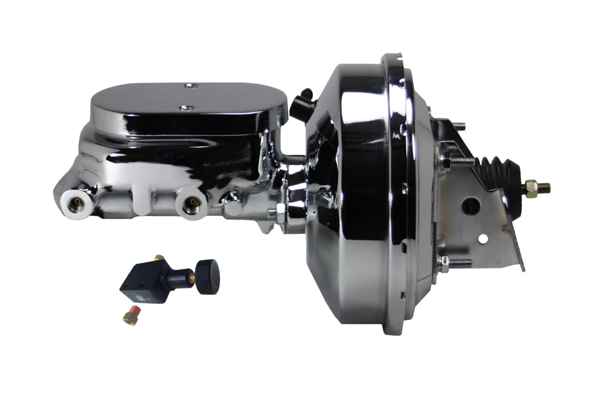 LEED Brakes 2F605 9 in Power Booster ,1-1/8in Bore,Adjustable valve (Chrome)
