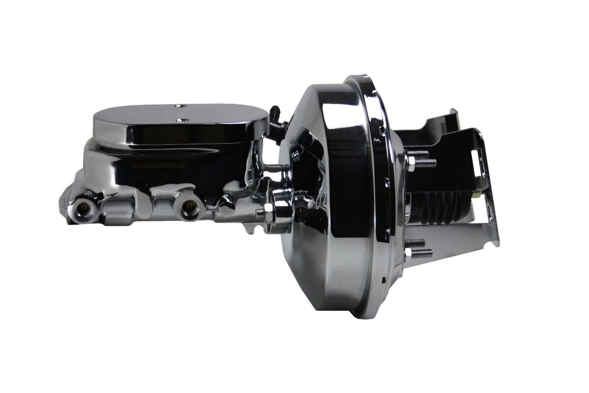 LEED Brakes 4F605 9 in Power Booster ,1-1/8in Bore,Adjustable valve (Chrome)
