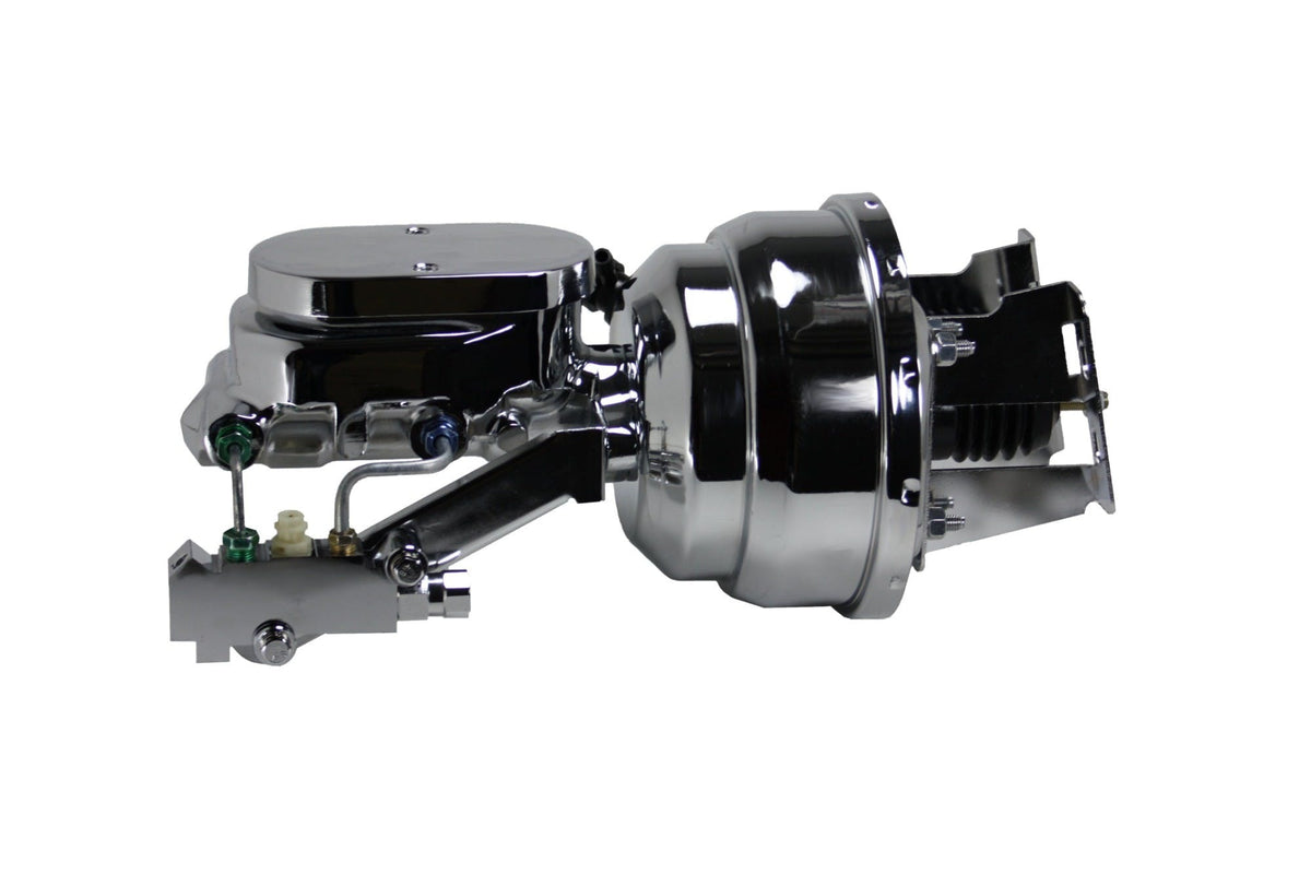 LEED Brakes 4N6B4 8 in Dual Power Booster ,1-1/8in Bore, side valve disc/disc (Chrome)
