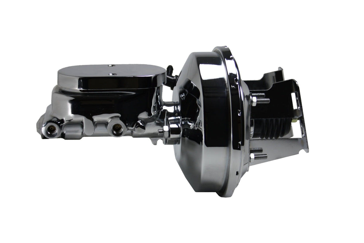 LEED Brakes 4R6 9 in Power Booster , 1-1/8in Bore Aluminum polished Master (Chrome)