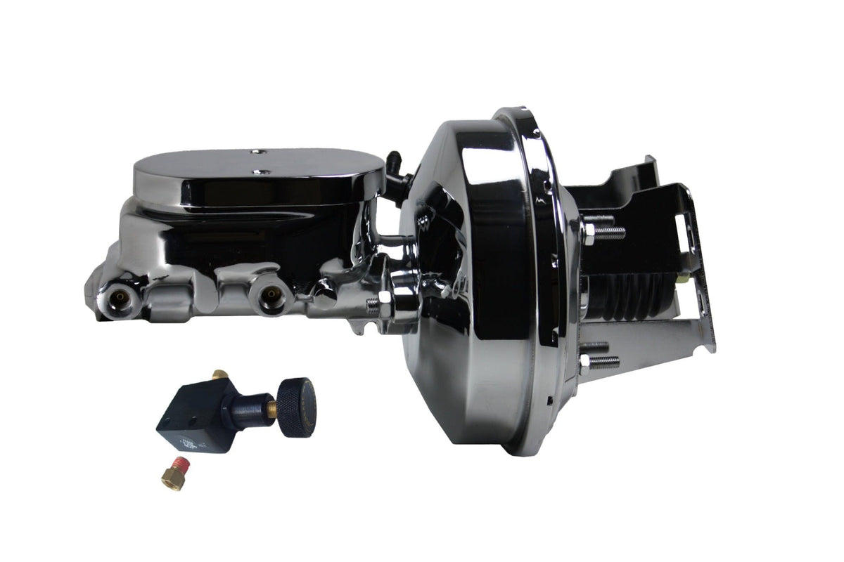 LEED Brakes 4R605 9 in Power Booster , 1-1/8in Cast Iron Master Adj. Valve (Chrome)