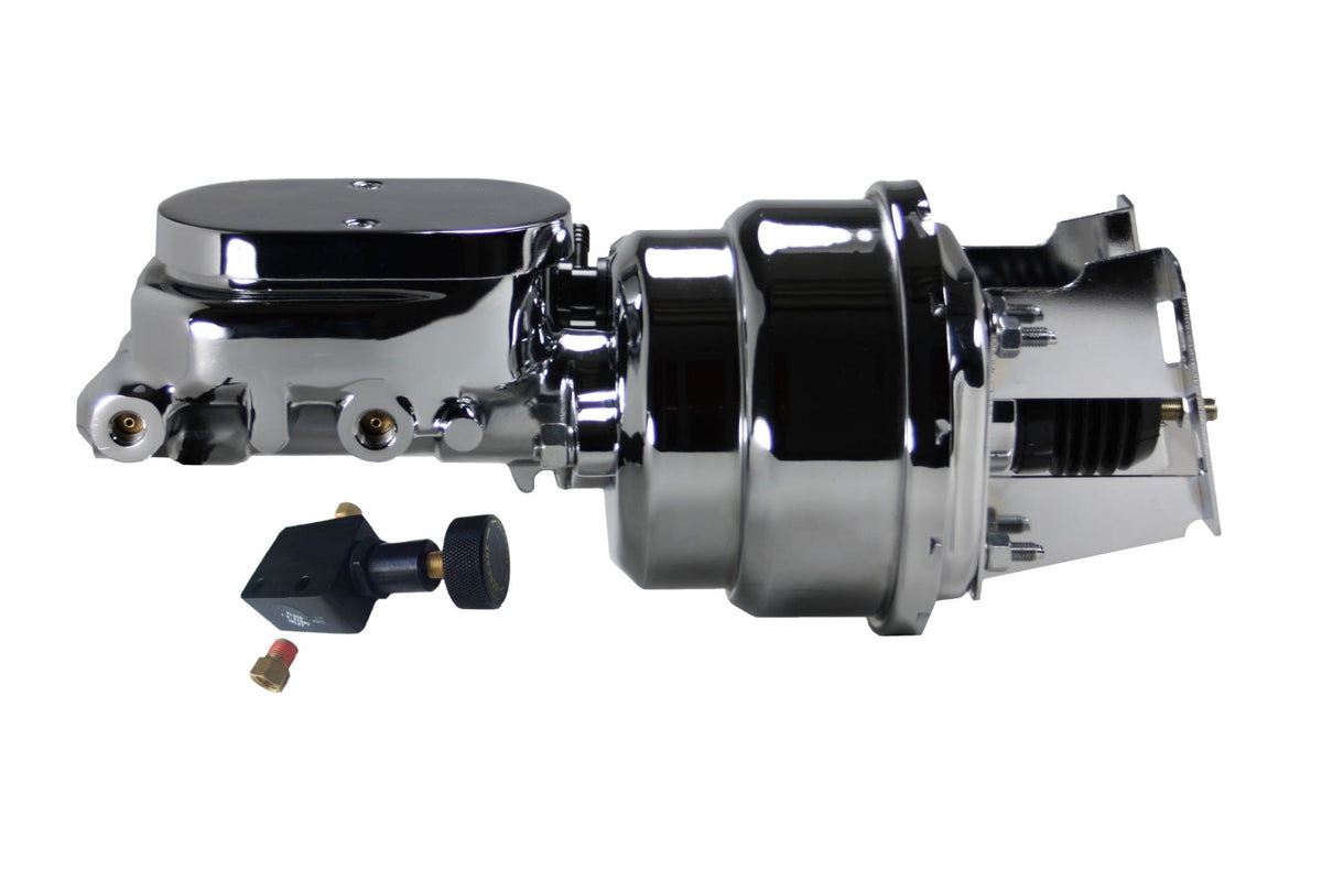 LEED Brakes 4T605 7 in Dual Power Booster ,1-1/8in Bore, Adj Prop Valve (Chrome)
