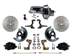 LEED Brakes BFC1002-F605X Front Disc Brake Kit - Power 9 inch Chrome - Black - MaxGrip - Adj. Valve