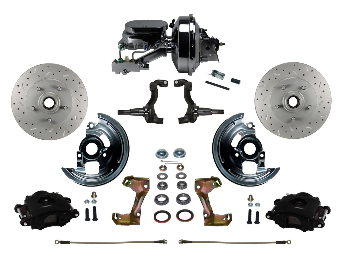 LEED Brakes BFC1002-F6B4X Front Disc Brake Kit - Power 9 inch Chrome - Black - MaxGrip - Disc Disc