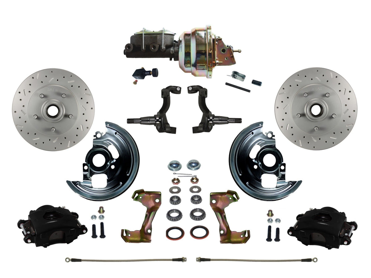 LEED Brakes BFC1002-M105X Front Disc Brake Kit - Power 8 inch Zinc - Black - MaxGrip - Adj. Valve