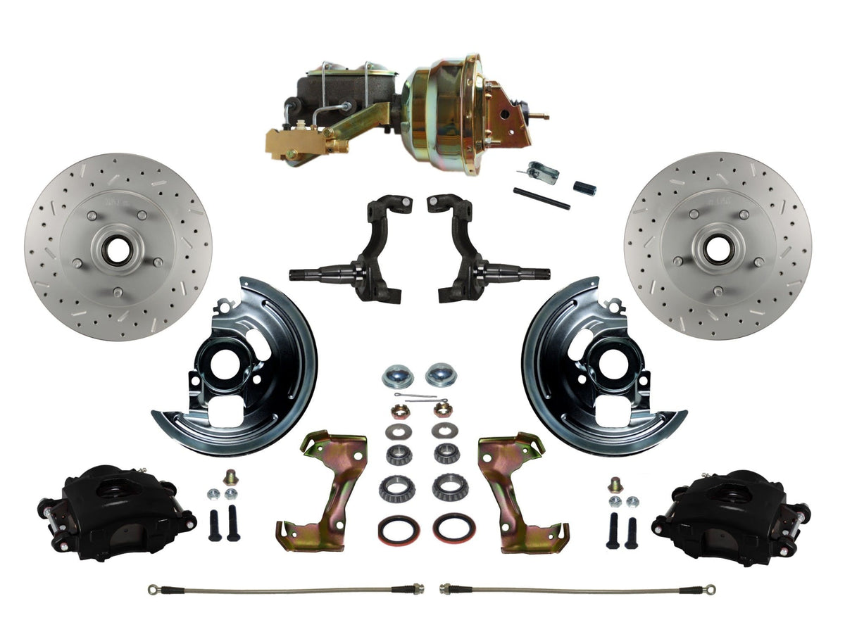 LEED Brakes BFC1002-M1A3X Front Disc Brake Kit - Power 8 inch Zinc - Black - MaxGrip - Disc Disc