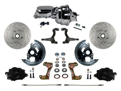 LEED Brakes BFC1002-N605X Front Disc Brake Kit - Power 8 inch Chrome - Black - MaxGrip - Adj. Valve