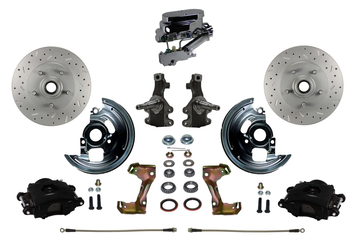 LEED Brakes BFC1003-FA3X Front Disc Brake Kit - Manual - Chrome - Black - MaxGrip Disc Disc