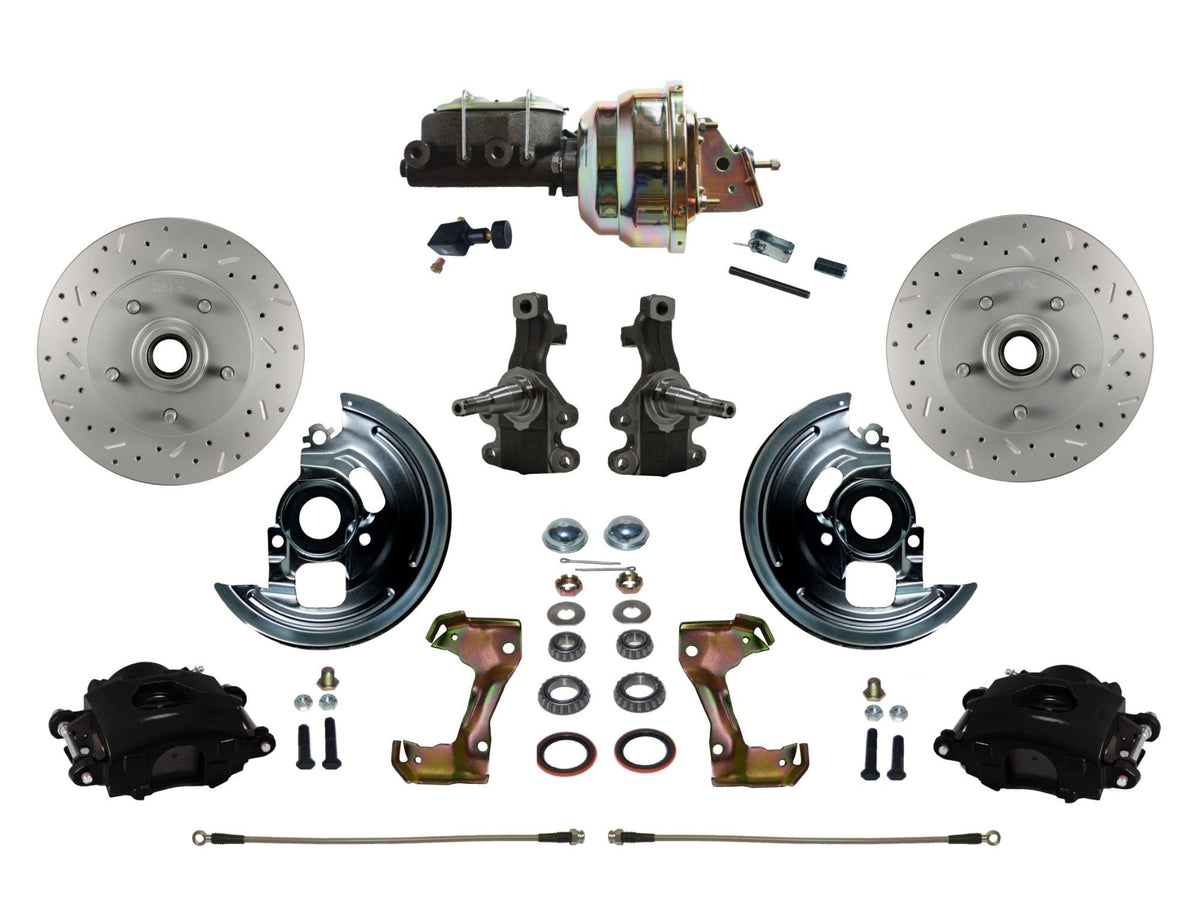LEED Brakes BFC1003-M105X Front Disc Brake Kit - Power 8 inch Zinc - Black - MaxGrip - Adj. Valve