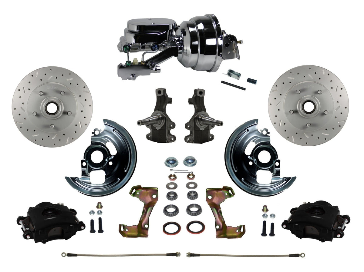 LEED Brakes BFC1003-N6B4X Front Disc Brake Kit - Power 8 inch Chrome - Black - MaxGrip - Disc Disc