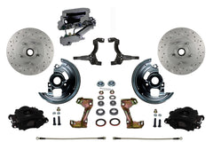 LEED Brakes BFC1006-FA3X Front Disc Brake Kit - Manual - Chrome - Black - MaxGrip Disc Disc