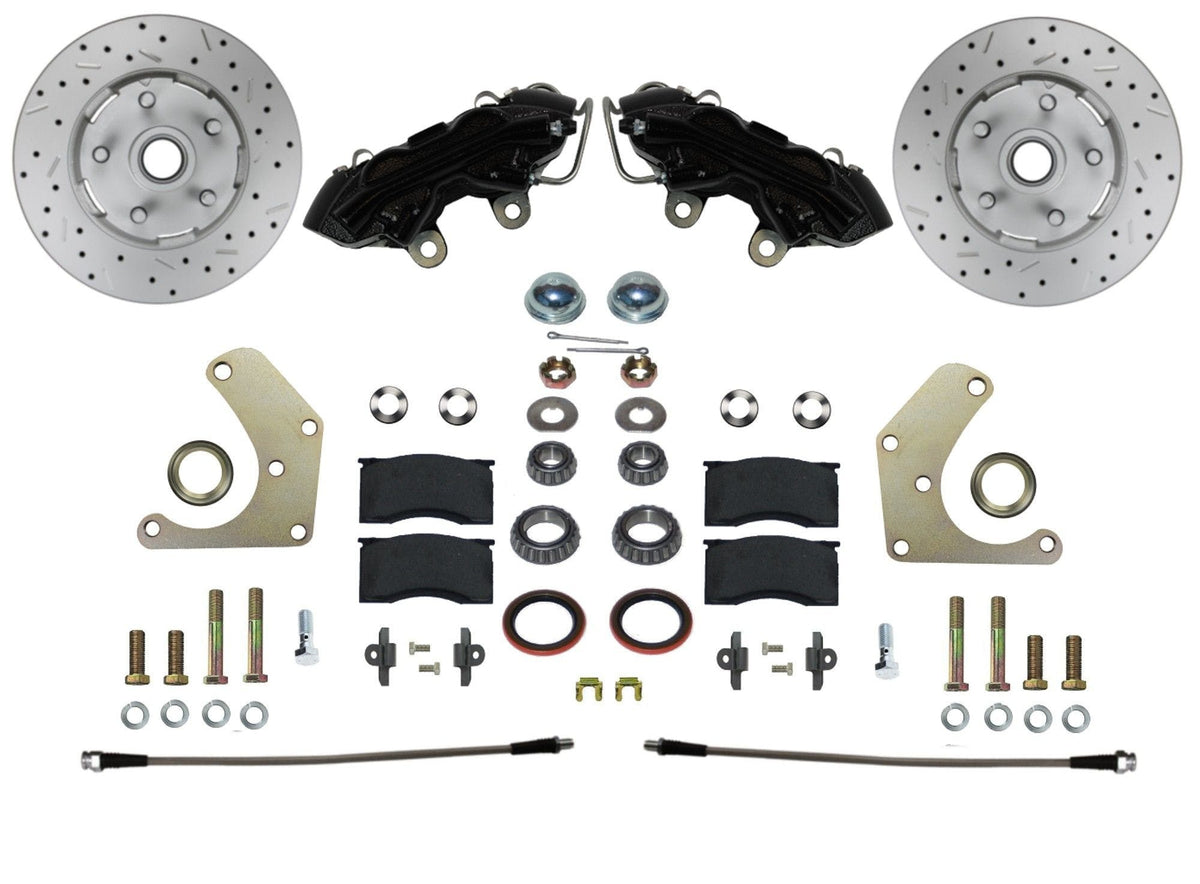 LEED Brakes BFC2001SMX Mopar A Body MaxGrip XDS Conversion Kit - Spindle Mount - Black Powder Coat