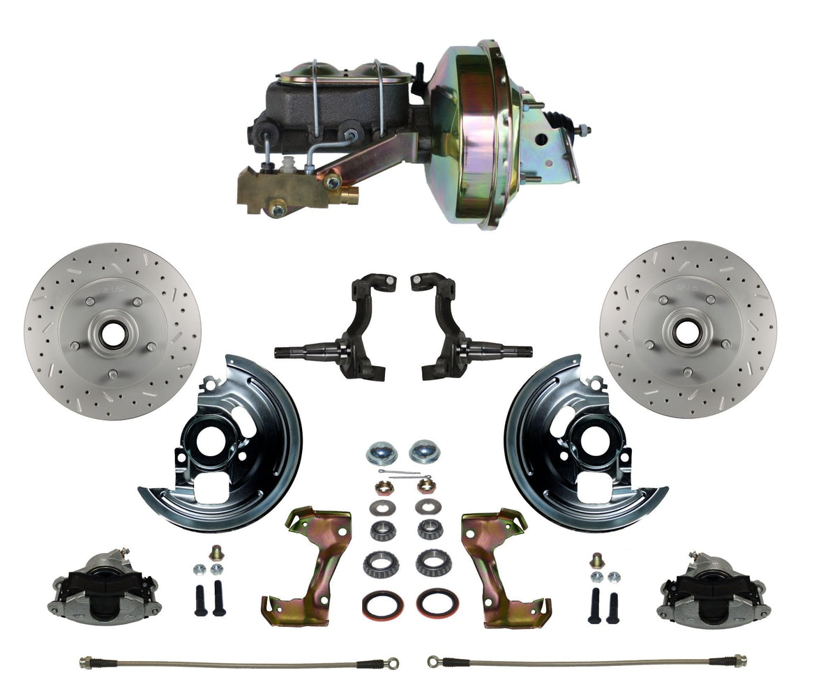 LEED Brakes FC1002-E1A1X Power Front Disc Kit - 9 in - Disc Drum - MaxGrip XDS - Zinc