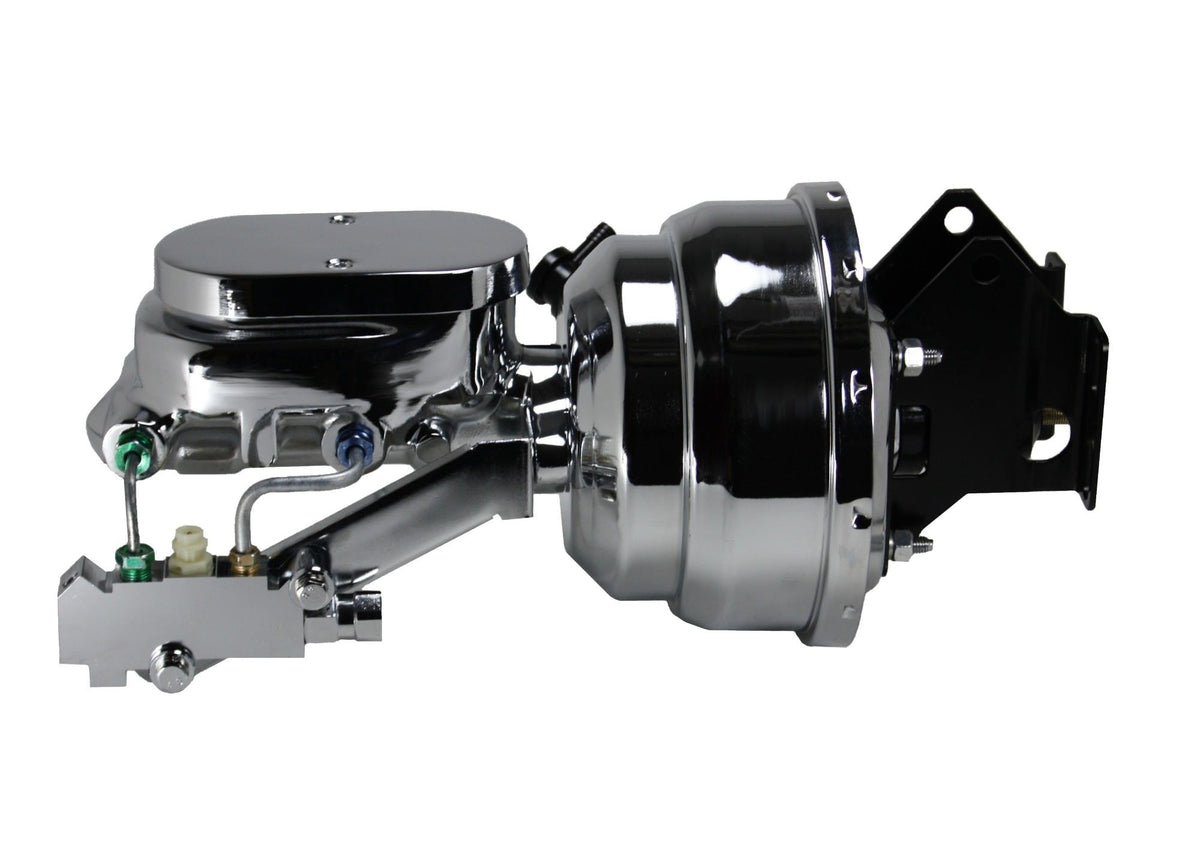 LEED Brakes G9FB4 8 inch Dual Power Booster Kit with 1 inch Bore Master - Disc Disc - Chrome