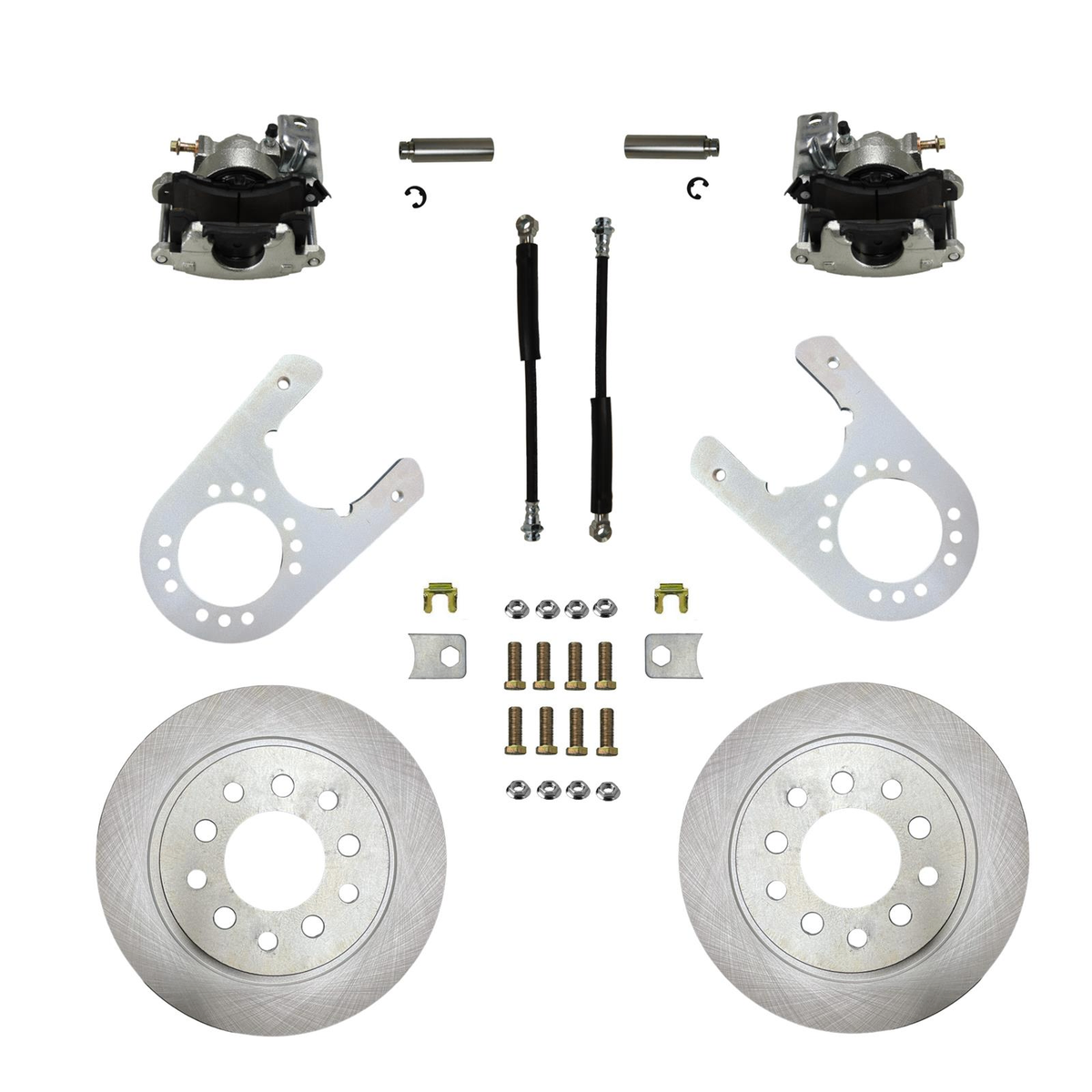 LEED Brakes Rear Disc Brake Conversion Kit with Plain Rotors and Zinc Plated Calipers RC6003