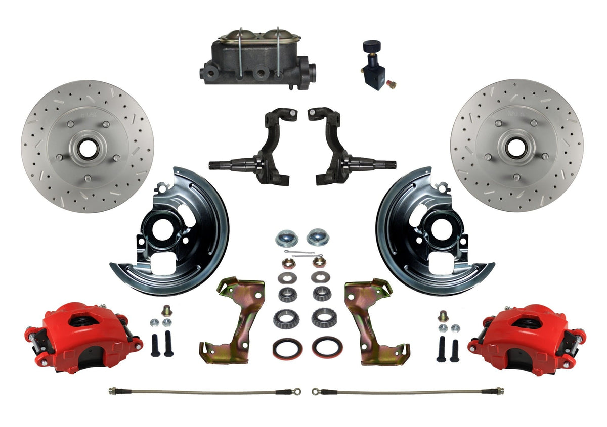 LEED Brakes RFC1002-305X Front Disc Brake Kit - Manual Brakes - Red - MaxGrip