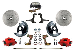 LEED Brakes RFC1002-3A1X Front Disc Brake Kit - Manual Brakes - Red - MaxGrip - Disc/Drum