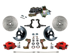 LEED Brakes RFC1002-E1A1X Front Disc Brake Kit - Power 9 inch Zinc - Red - MaxGrip - Disc Drum