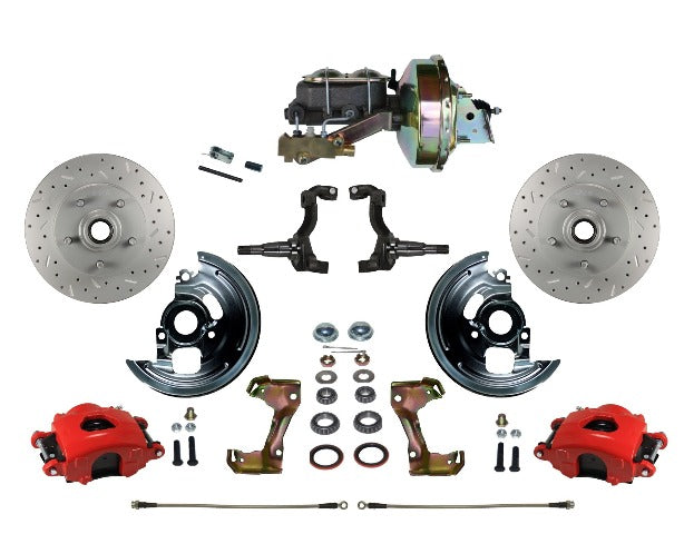 LEED Brakes RFC1002-E1A3X Front Disc Brake Kit - Power 9 inch Zinc - Red - MaxGrip - Disc Disc