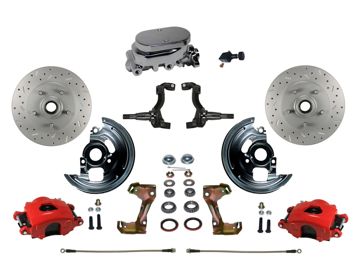 LEED Brakes RFC1002-F05X Front Disc Brake Kit - Manual - Chrome - Red - MaxGrip