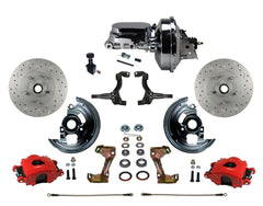 LEED Brakes RFC1002-F605X Front Disc Brake Kit - Power 9 inch Chrome - Red - MaxGrip - Adj. Valve