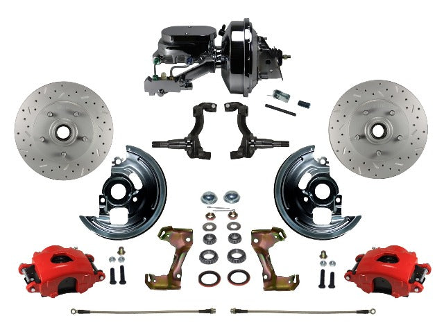 LEED Brakes RFC1002-F6B2X Front Disc Brake Kit - Power 9 inch Chrome - Red - MaxGrip - Disc Drum