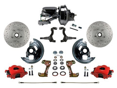 LEED Brakes RFC1002-F6B4X Front Disc Brake Kit - Power 9 inch Chrome - Red - MaxGrip - Disc Disc